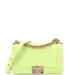 Chanel Old Medium Boy Flap Bag Chevron Calfskin